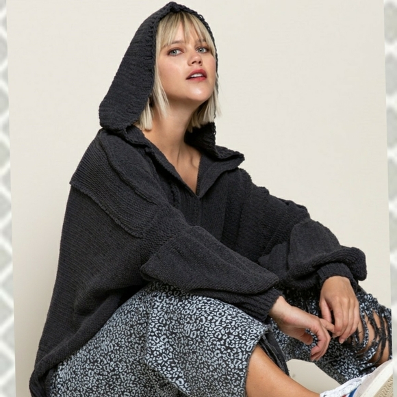 POL CHARCOAL PULLOVER Hoodie Sweater Medium EUC! - Picture 5 of 12